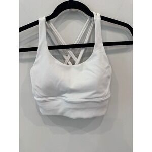 Lululemon White Ribbed Cross Back Sports Bra Size 6 – EUC